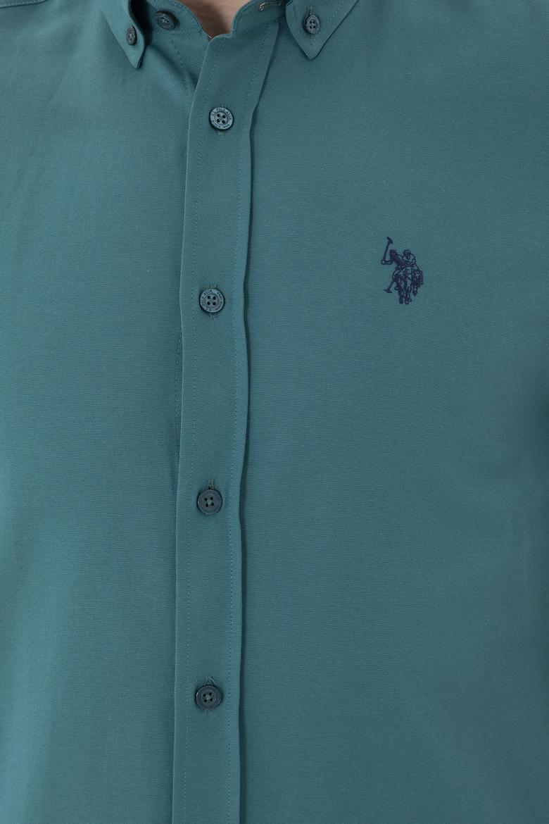 Erkek Koyu Yeşil Uzun Kollu Basic Gömlek - 50288629075