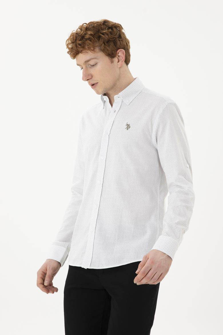 Erkek Baskılı Beyaz Gömlek - 50288673007