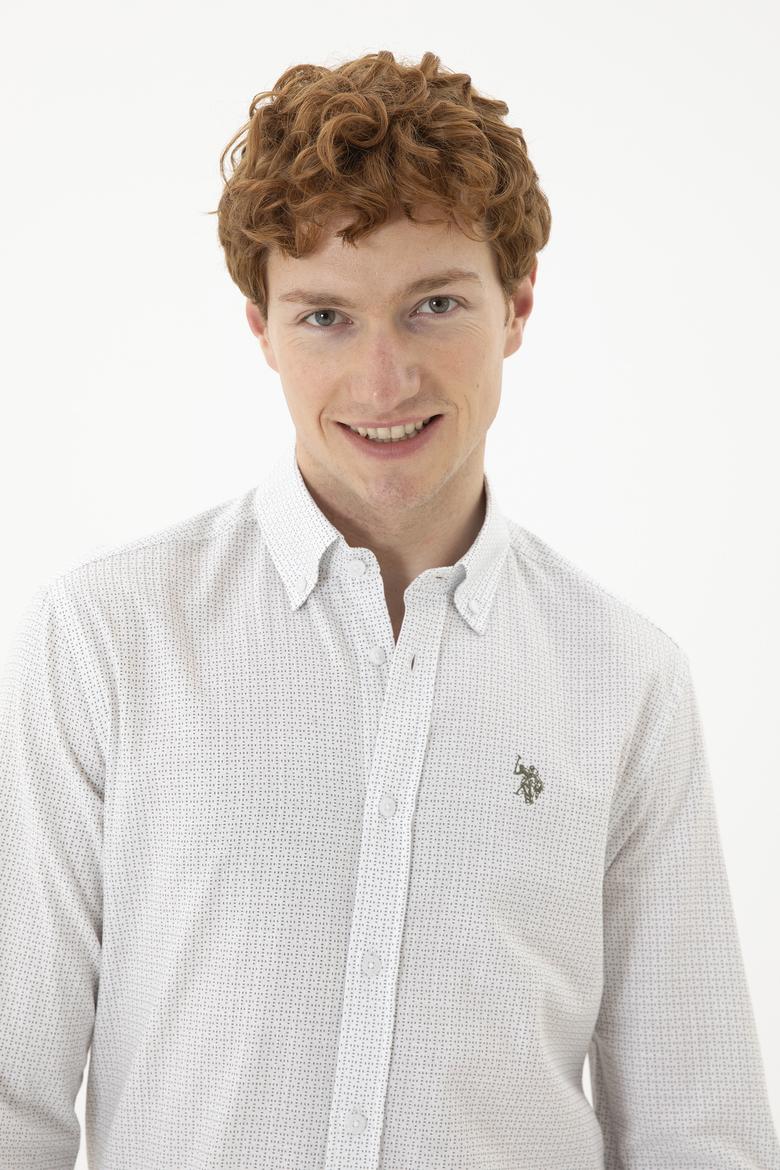 Erkek Baskılı Beyaz Gömlek - 50288673007