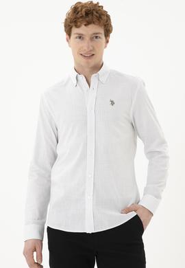 Erkek Baskılı Beyaz Gömlek - 50288673007