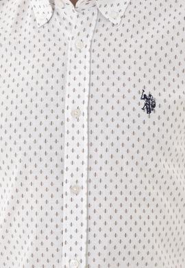 Erkek Bej Baskılı Beyaz Gömlek - 50288677007