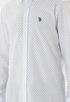 Erkek Mavi Baskılı Beyaz Gömlek - 50288677016