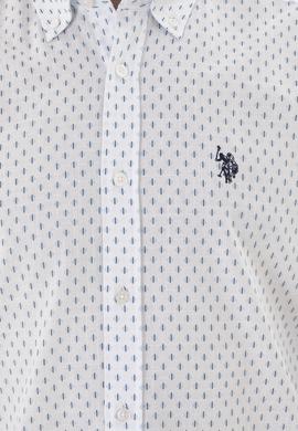 Erkek Mavi Baskılı Beyaz Gömlek - 50288677016