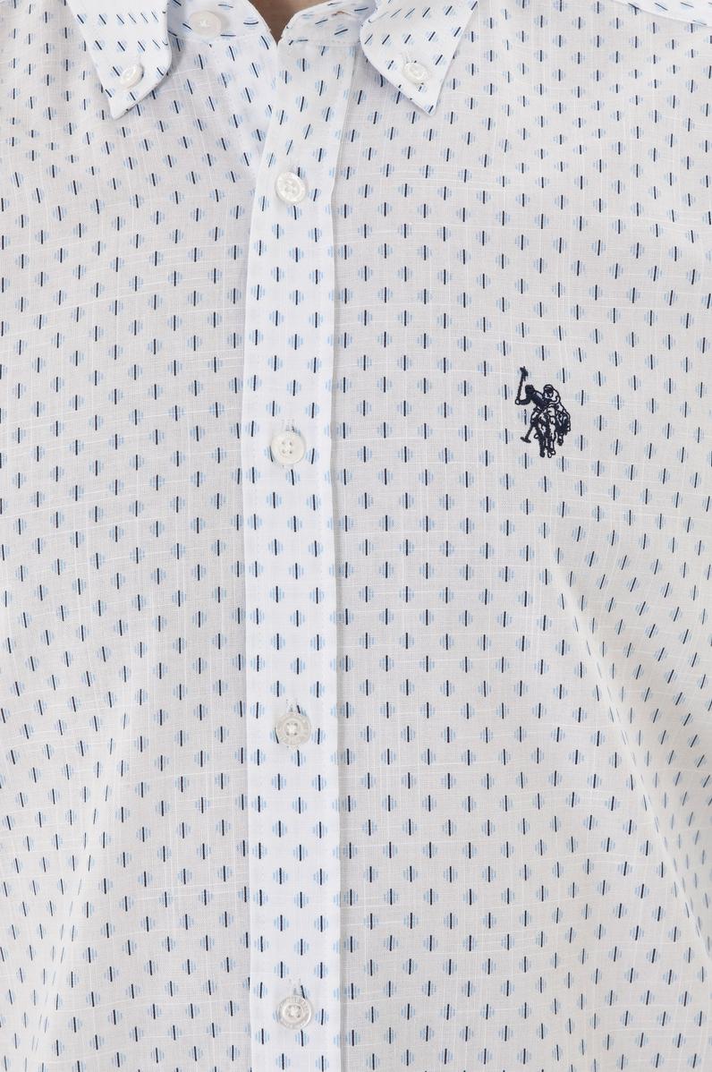 Erkek Mavi Baskılı Beyaz Gömlek