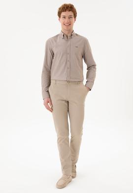 Erkek Slim Fit Taş Kanvas Pantolon - 50256578041