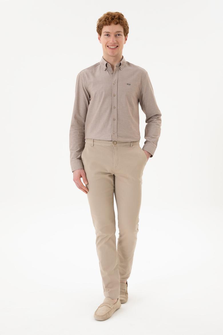 Erkek Slim Fit Taş Kanvas Pantolon - 50256578041