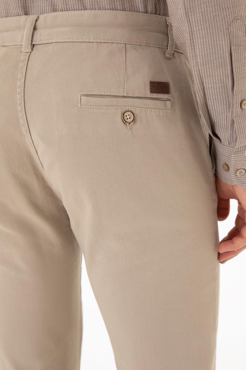 Erkek Slim Fit Taş Kanvas Pantolon