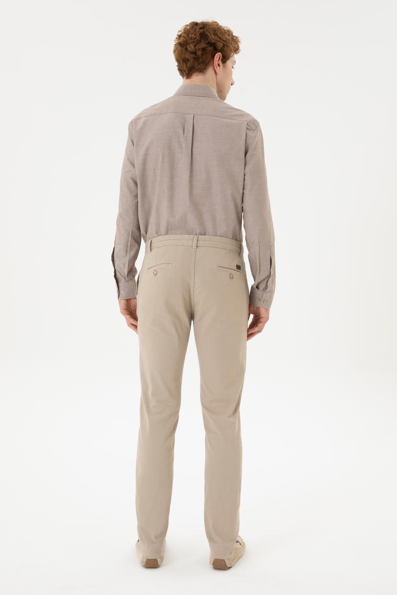 Erkek Slim Fit Taş Kanvas Pantolon - 50256578041