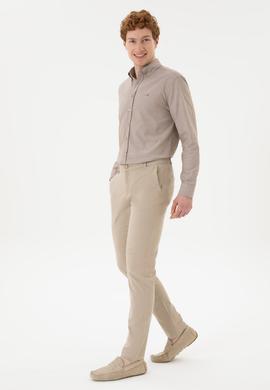 Erkek Slim Fit Taş Kanvas Pantolon - 50256578041