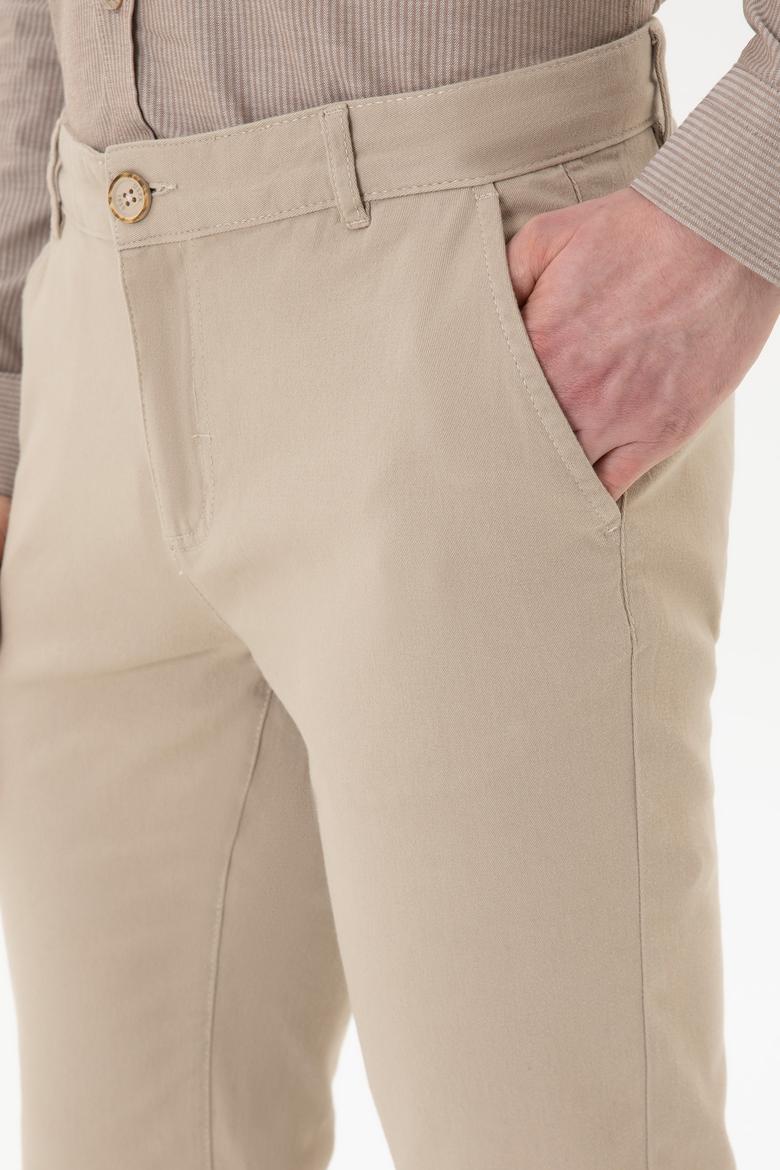 Erkek Slim Fit Taş Kanvas Pantolon - 50256578041