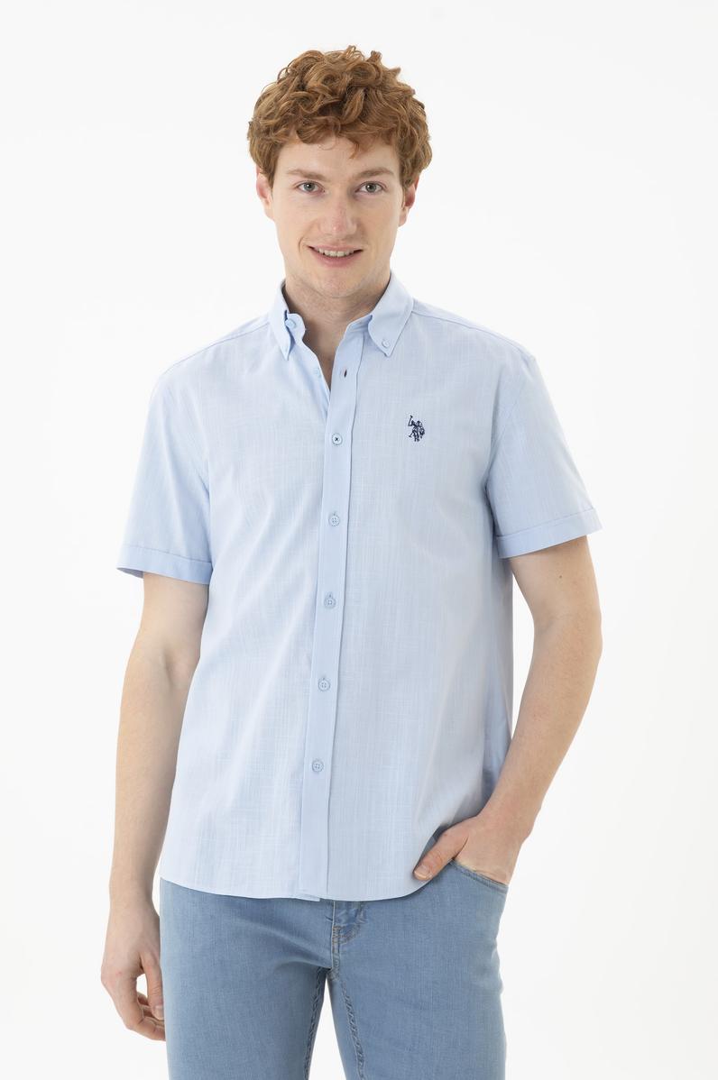 Erkek Açık Mavi Kısa Kollu Gömlek