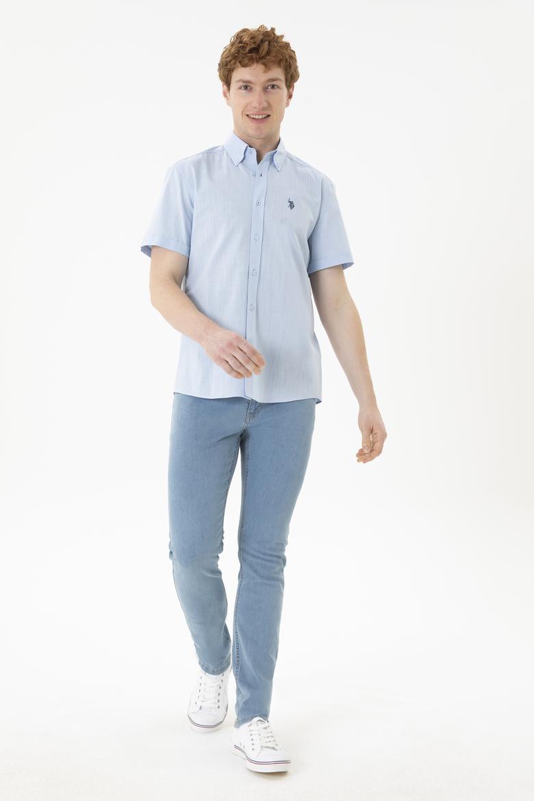 Erkek Açık Mavi Kısa Kollu Gömlek - 50288646028