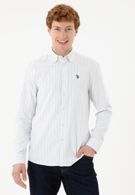 Erkek Mavi Çizgili Beyaz Gömlek - 50288664001