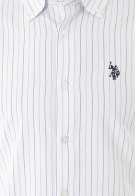 Erkek Mavi Çizgili Beyaz Gömlek - 50288664001