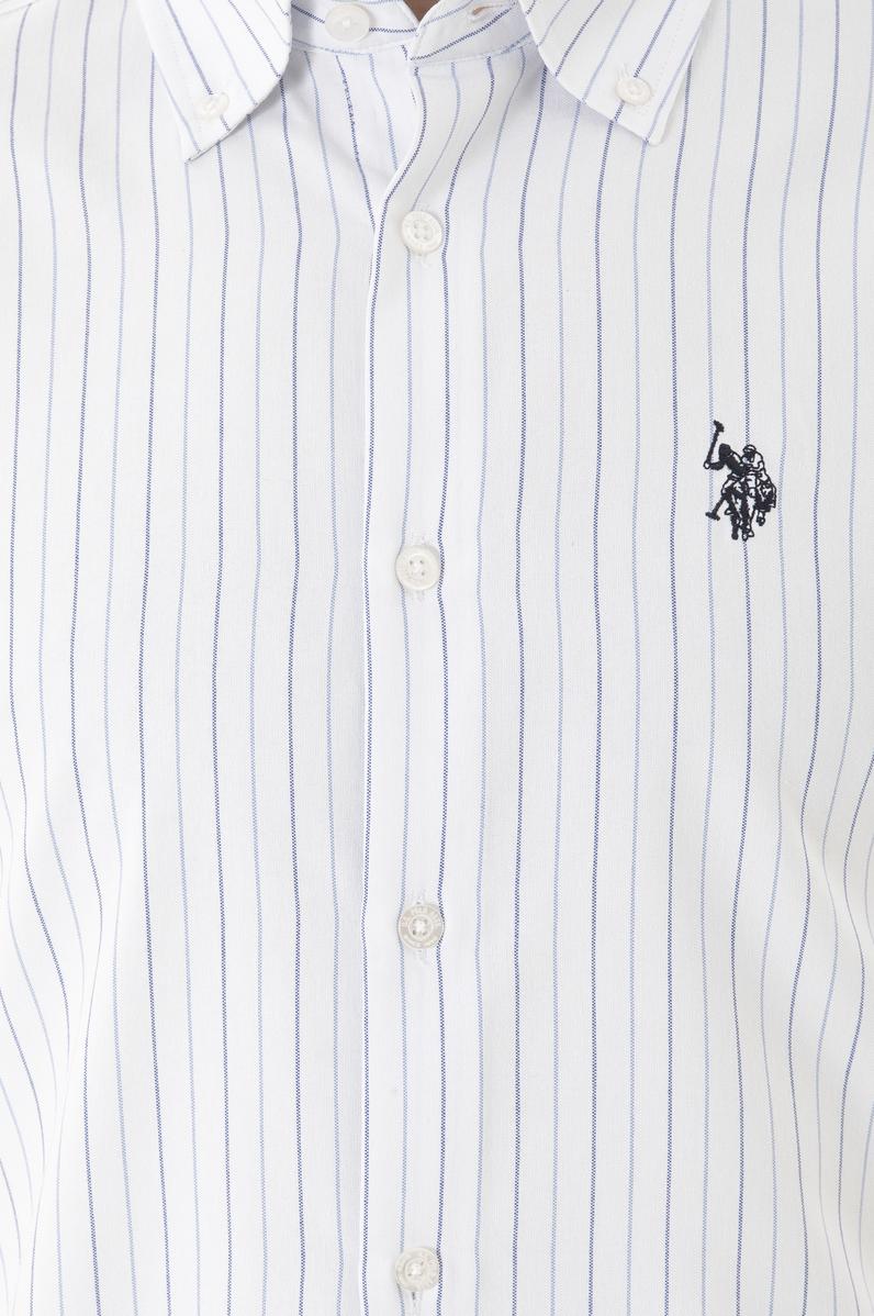 Erkek Mavi Çizgili Beyaz Gömlek