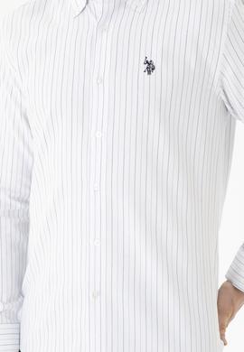 Erkek Mavi Çizgili Beyaz Gömlek - 50288664001