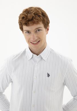 Erkek Mavi Çizgili Beyaz Gömlek - 50288664001