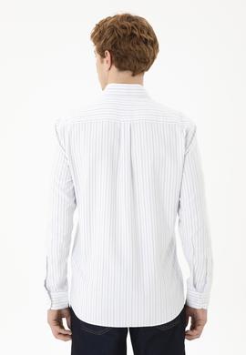 Erkek Mavi Çizgili Beyaz Gömlek - 50288664001