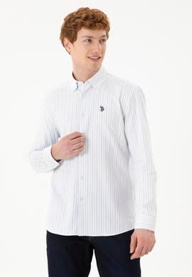 Erkek Mavi Çizgili Beyaz Gömlek - 50288664001
