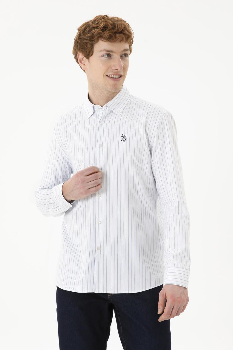 Erkek Mavi Çizgili Beyaz Gömlek