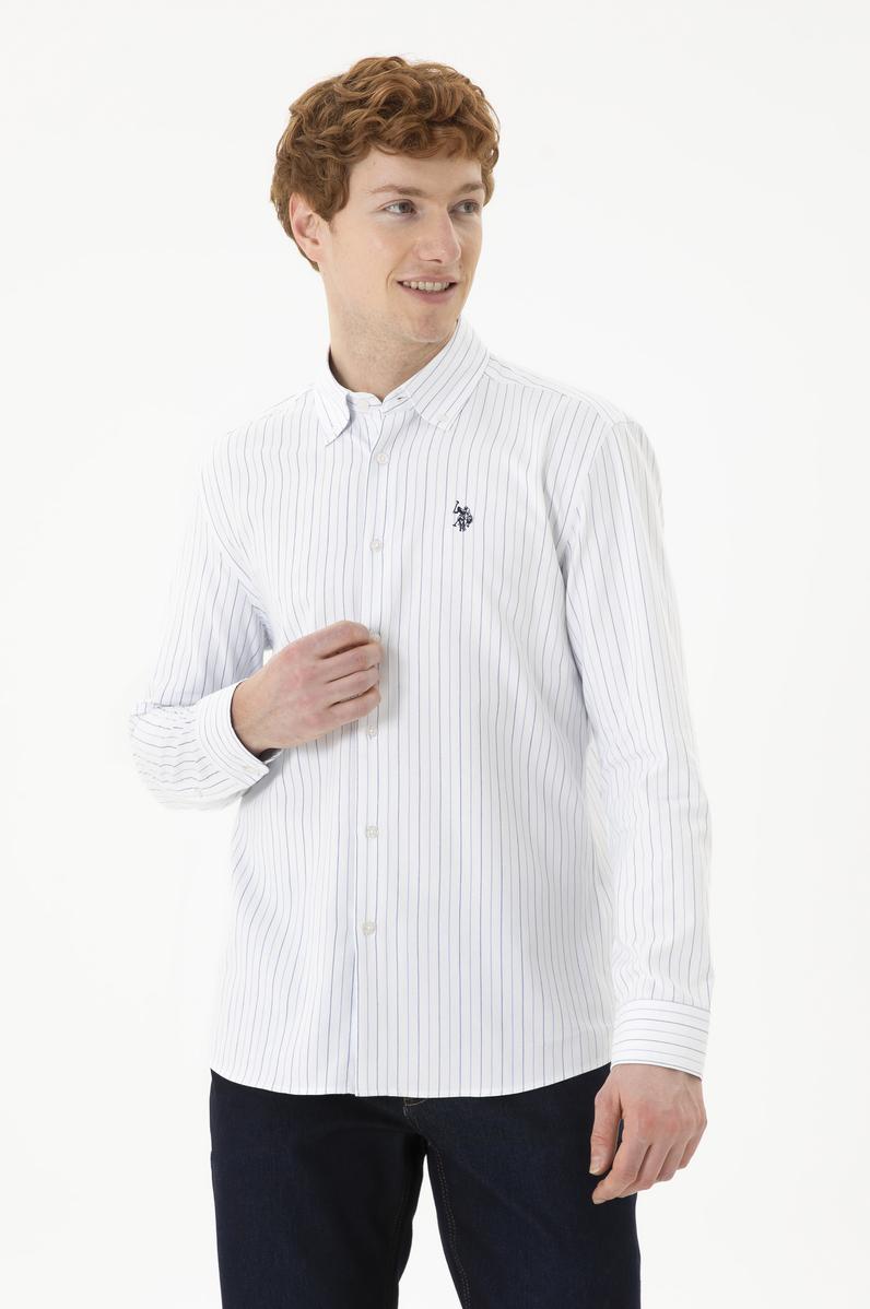 Erkek Mavi Çizgili Beyaz Gömlek