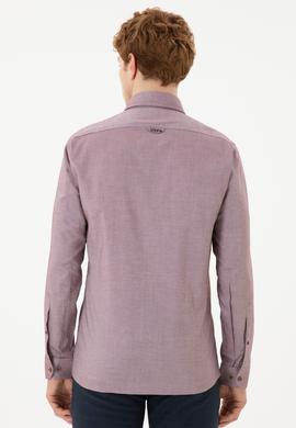Erkek Vişne Uzun Kollu Basic Gömlek - 50256694128