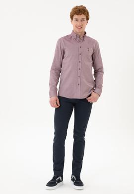 Erkek Vişne Uzun Kollu Basic Gömlek - 50256694128
