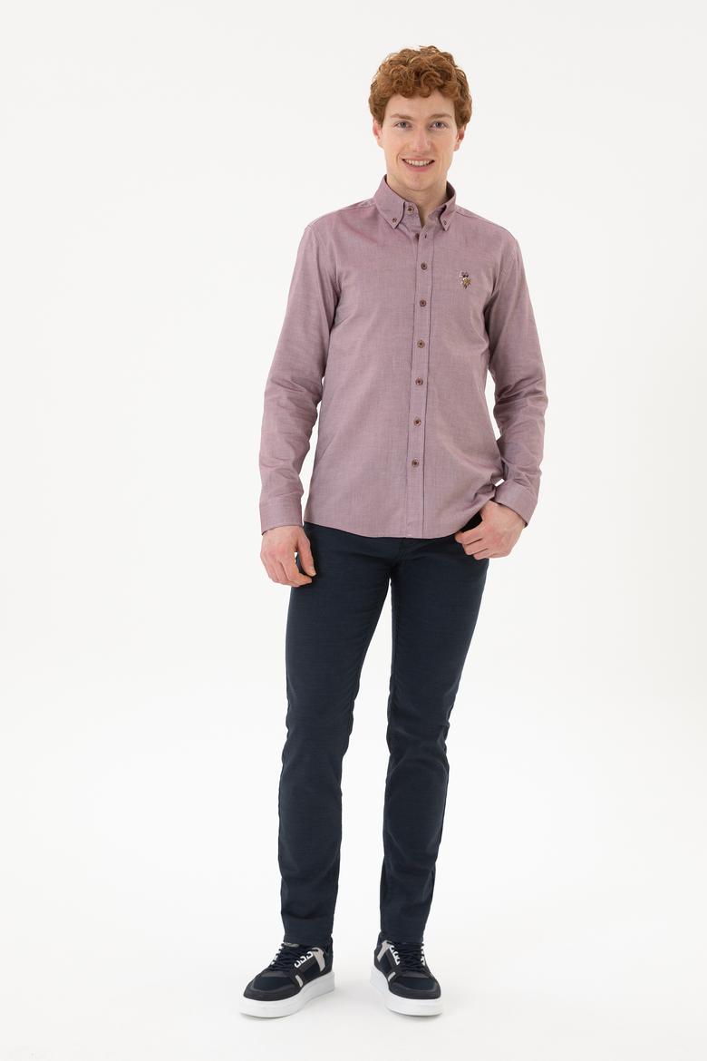 Erkek Vişne Uzun Kollu Basic Gömlek - 50256694128