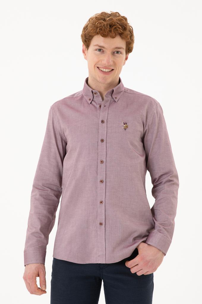 Erkek Vişne Uzun Kollu Basic Gömlek