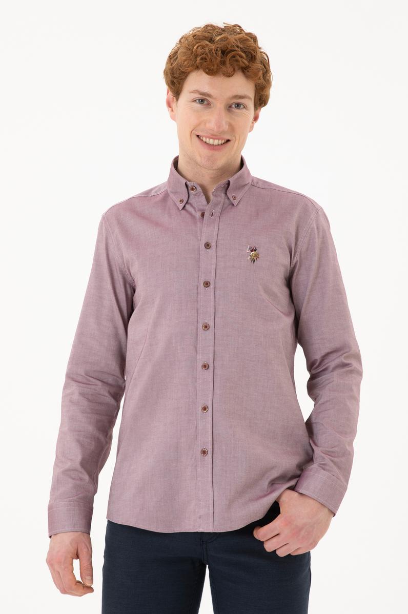 Erkek Vişne Uzun Kollu Basic Gömlek