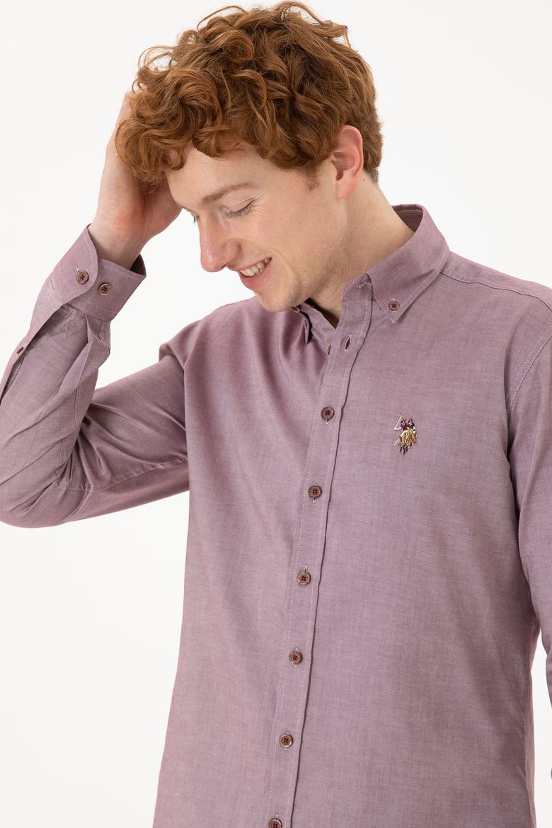 Erkek Vişne Uzun Kollu Basic Gömlek - 50256694128