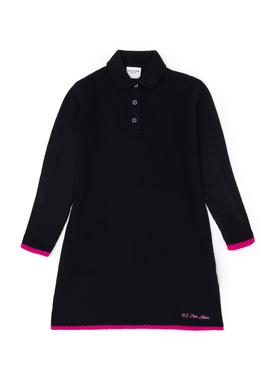 Kız Çocuk Lacivert Polo Yaka Uzun Kollu Triko Elbise - 50276996014