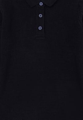 Kız Çocuk Lacivert Polo Yaka Uzun Kollu Triko Elbise - 50276996014