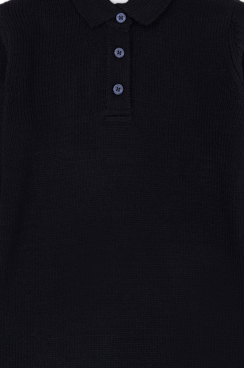 Kız Çocuk Lacivert Polo Yaka Uzun Kollu Triko Elbise