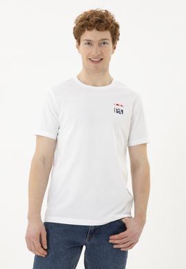 Erkek Regular Fit Bisiklet Yaka Beyaz Tişört - 50287084017