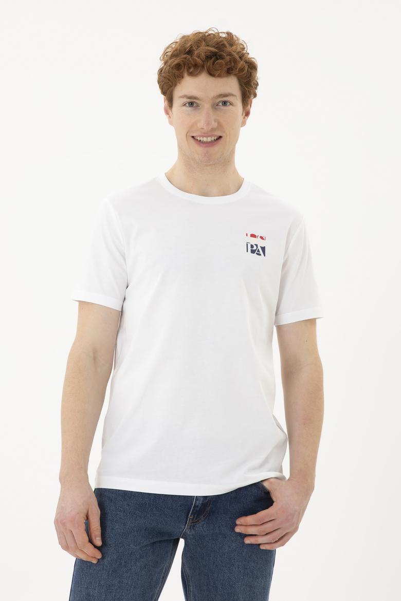 Erkek Regular Fit Bisiklet Yaka Beyaz Tişört