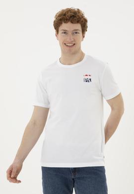 Erkek Regular Fit Bisiklet Yaka Beyaz Tişört - 50287084017