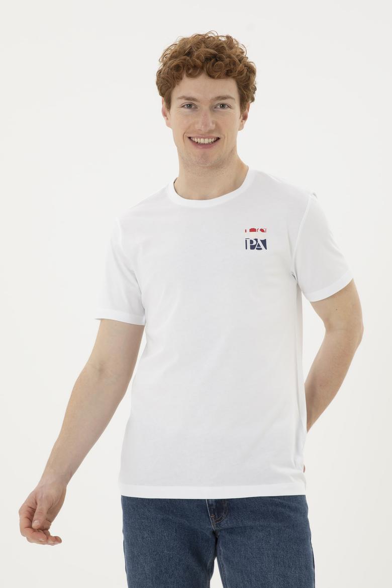 Erkek Regular Fit Bisiklet Yaka Beyaz Tişört - 50287084017