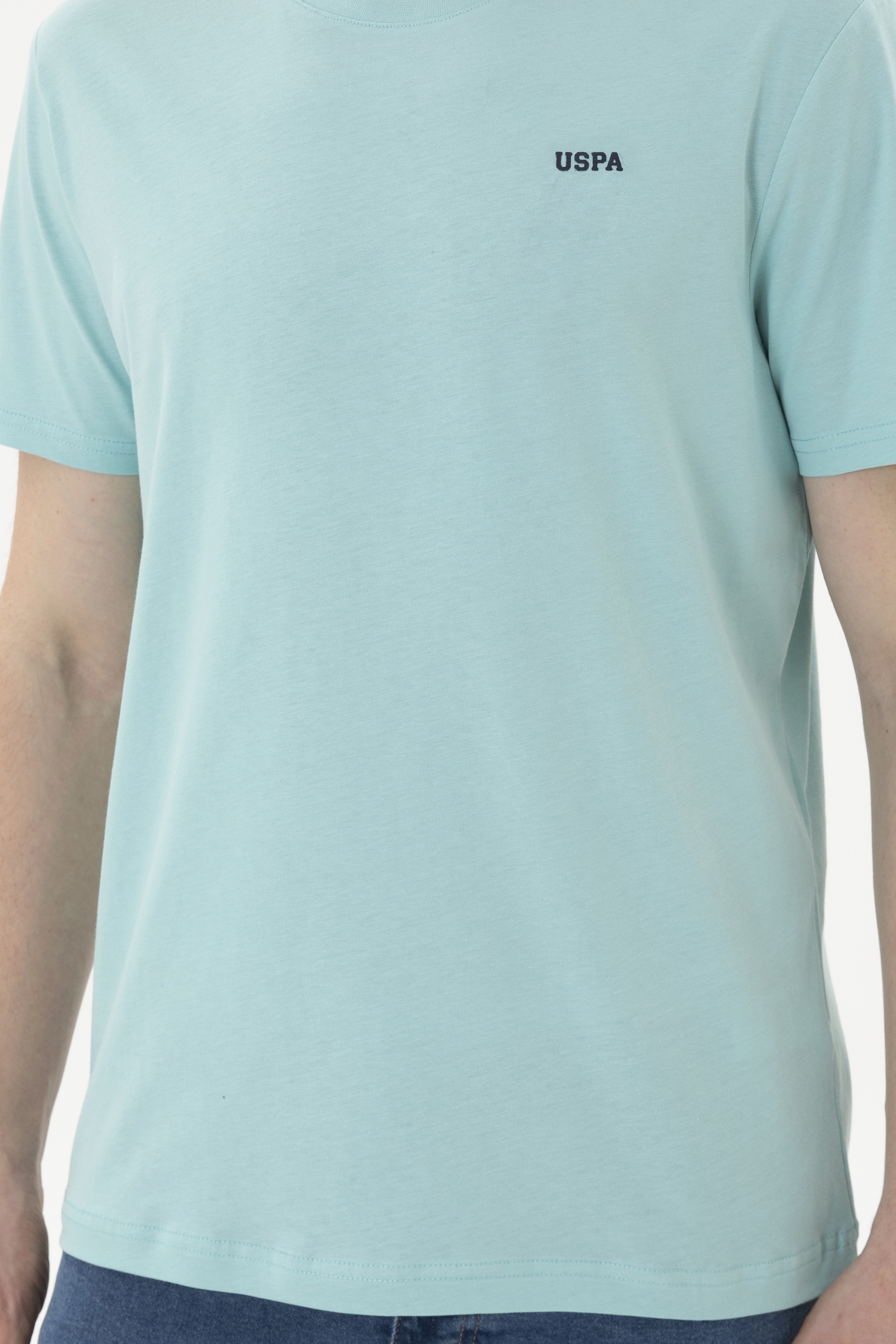 Erkek Regular Fit Bisiklet Yaka Su Yeşili Basic Tişört - Image 6