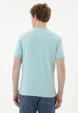 Erkek Regular Fit Bisiklet Yaka Su Yeşili Basic Tişört - 50284640099