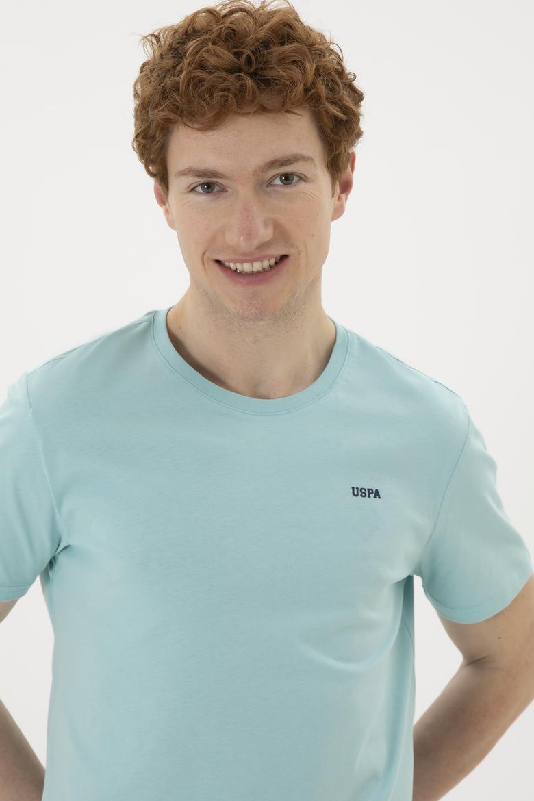 Erkek Regular Fit Bisiklet Yaka Su Yeşili Basic Tişört - 50284640099