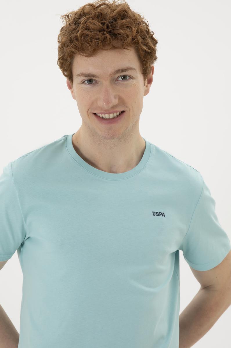 Erkek Regular Fit Bisiklet Yaka Su Yeşili Basic Tişört