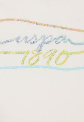 Kız Çocuk Ekru Bisiklet Yaka Tişört - 50288437003