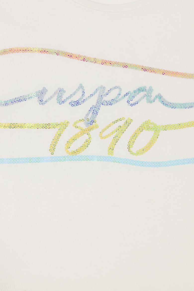 Kız Çocuk Ekru Bisiklet Yaka Tişört - 50288437003