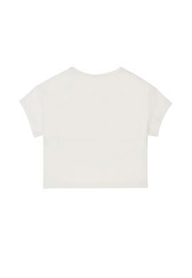 Kız Çocuk Ekru Bisiklet Yaka Tişört - 50288437003