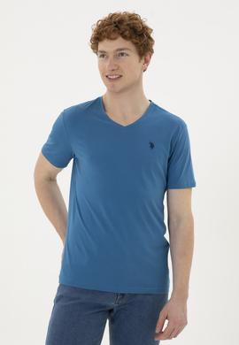 Erkek Petrol V Yaka Basic Tişört - 50248506034