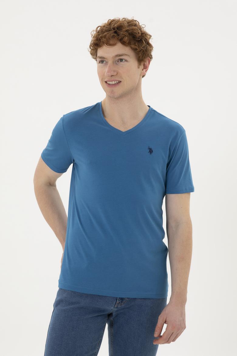 Erkek Petrol V Yaka Basic Tişört - 50248506034