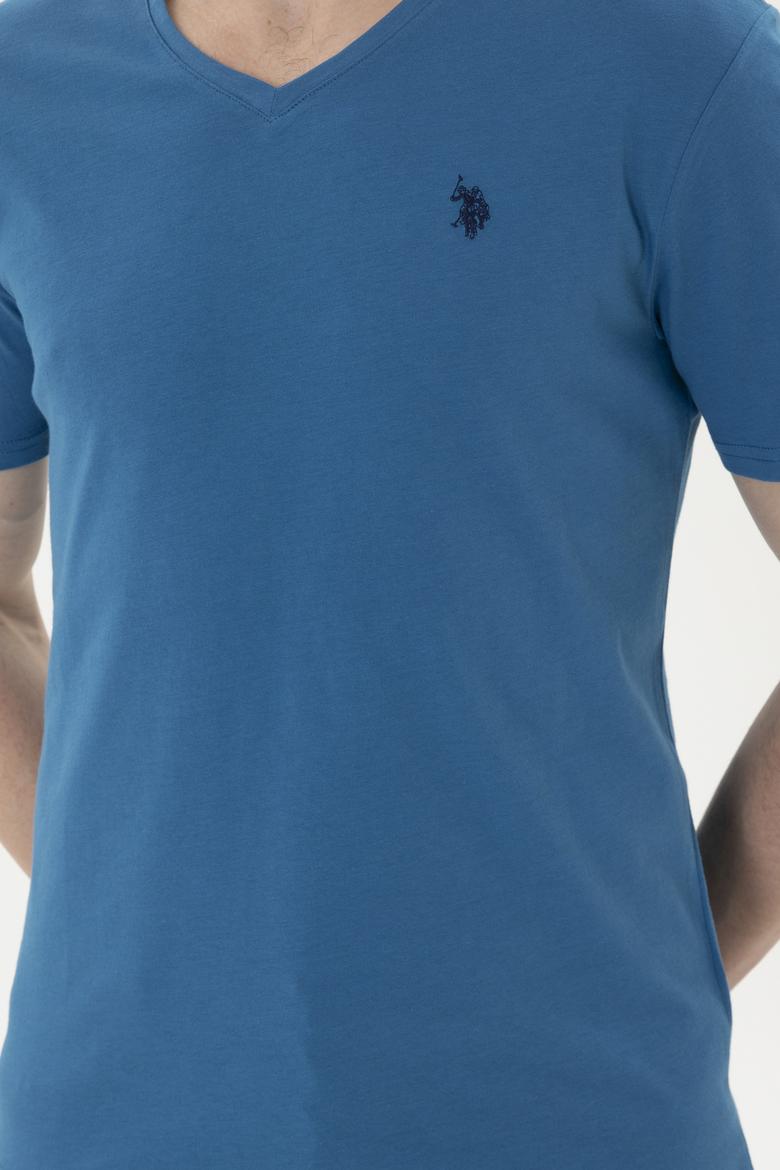 Erkek Petrol V Yaka Basic Tişört - 50248506034