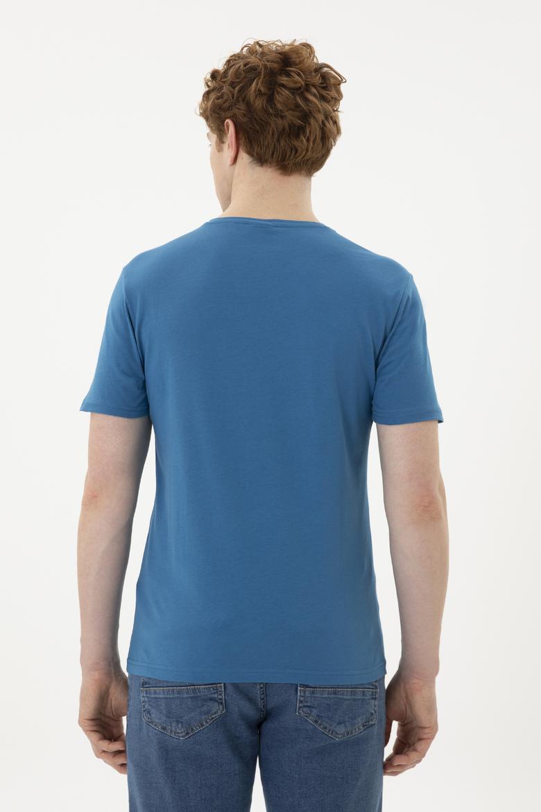 Erkek Petrol V Yaka Basic Tişört - 50248506034