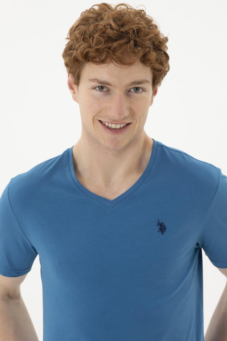 Erkek Petrol V Yaka Basic Tişört - 50248506034